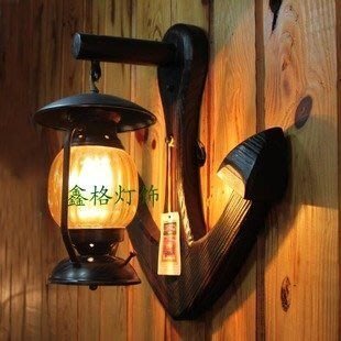 【熱賣精選】歐式復古地中海實木壁燈馬燈美式鄉村客廳燈 吧燈過道燈具