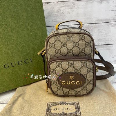 《真愛名牌精品》Gucci 658556 Neo Vintage PVC 虎頭 迷你斜背包/ 手機包 *全新品*代購*