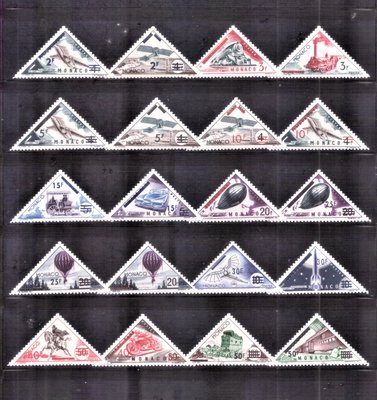 【珠璣園】E040H 歐洲郵票 - 摩納哥  1956年 欠資郵票改值 新票  20全，SCOTT CV=103