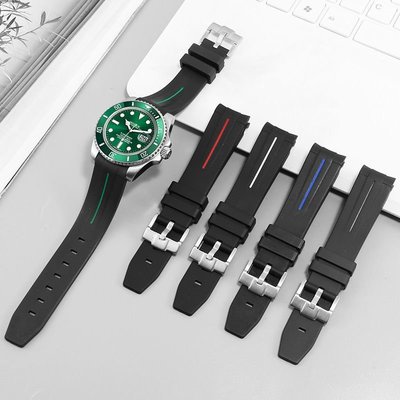 勞力士矽膠手錶帶代用勞力士黑綠水鬼間金藍/藍黑圈空中霸王116900錶鏈26小時內-百大數碼