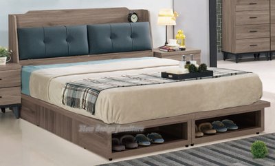 【N D Furniture】台南在地家具-防蛀木心板灰橡色被櫥式床頭+抽屜床底5尺雙人床架/床台(可拆買)TH