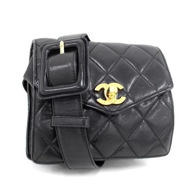 Chanel 黑色腰包，Chanel belt bag