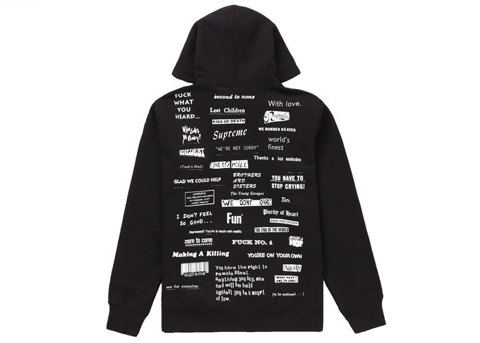 Rush Kingdom」代購Supreme Stop Crying Hooded Sweatshirt 帽t 黑