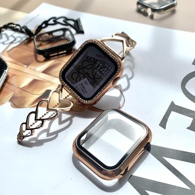 森尼3C-愛心手鐲錶帶  apple watch 45 44 42 49mm 不銹鋼錶帶 蘋果女士錶帶 8 7 6 愛心錶帶-品質保證