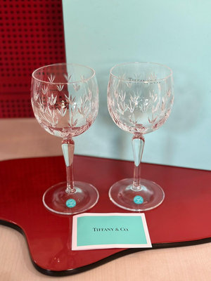 日本TIFFANY &amp;Co.蒂芙尼水晶高腳杯 香檳杯 對杯