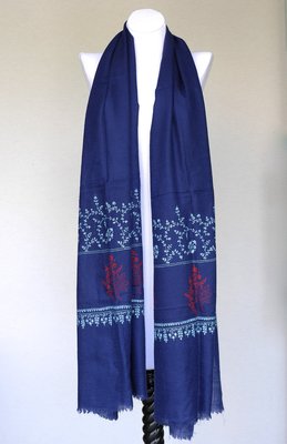 絲顏精品～北印度喀什米爾頂級手工編織精細繡花刺繡羊絨圍巾披肩PASHMINA