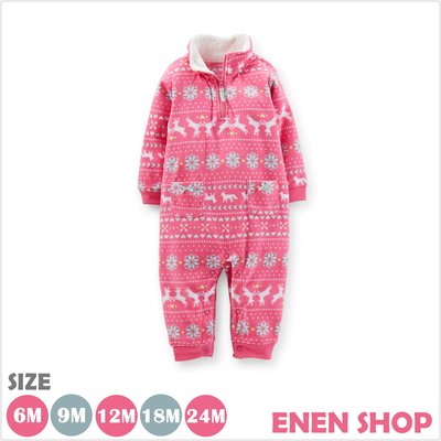 『Enen Shop』@Carters 粉色馴鹿款保暖連身衣 #118-935｜6M/9M/12M/18M/24M
