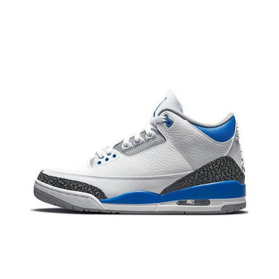 XY體育 Air Jordan 3 AJ3 賽車藍 白藍 爆裂紋籃球鞋CT8532-145