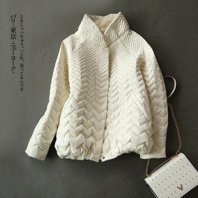 日本品質款廓型W衍縫線立領寬鬆羽絨外套