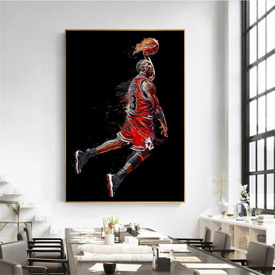 熱賣實木框畫 飛人喬丹 NBA籃球之神 JORDAN邁克爾喬丹 高清球員海報裝飾畫 居裝飾掛畫 生日禮物 無框畫