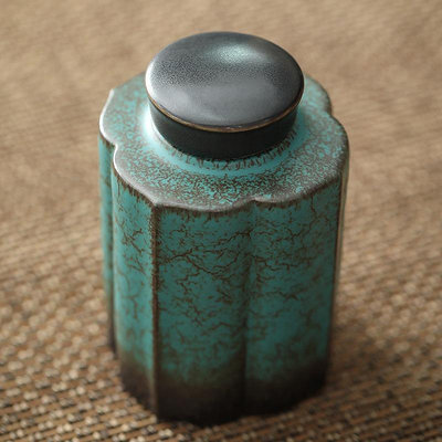 松石綠茶葉罐陶瓷密封罐 家用大號通用茶具套裝 空罐茶葉罐子