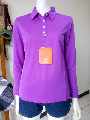 【全新有吊牌】轉賣Wildland紫色HI-COOL快速吸濕排汗抗UV長袖POLO衫，清衣櫃價120(女，M號)