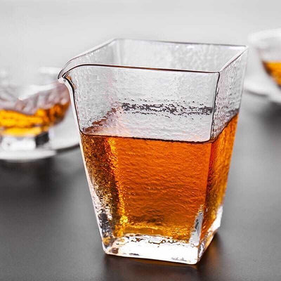 茶海錘紋四方公道杯高硼硅耐熱玻璃公道杯分茶器廠家亞馬遜批發