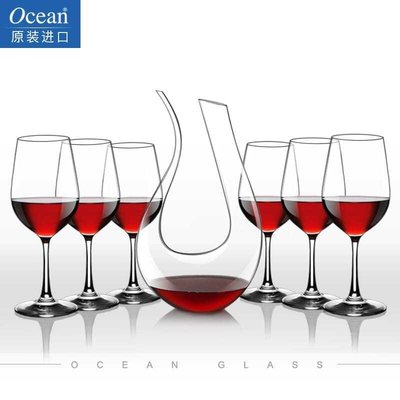 現貨熱銷-Ocean進口紅酒杯套裝家用無鉛玻璃大號高腳杯醒酒器酒架~特價