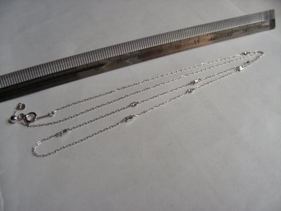 日本製 18K 白K金 天然鑽石項鍊 專利伸縮鍊頭 任意長度 全長47公分 可當毛衣鍊  S176