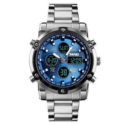 時刻美 SKMEI 1389 时尚男多功能剛帶錶 雙顯電子錶 大錶盤 三眼 防水電子錶 SKEMI 大錶 高質量手錶