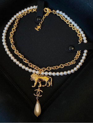 【喬瑟夫二手名店】全新真品 CHANEL 獅子造型雙層珍珠項鍊 稀有美品