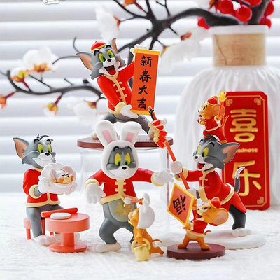 新品正版貓和老鼠盲盒開年大吉歡樂圣誕日常系列手辦玩偶車載擺件現貨