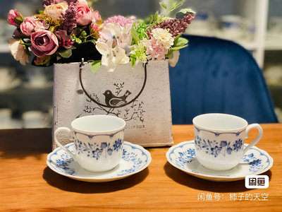 日本中古豪雅HOYA骨瓷手繪青花咖啡杯紅茶杯