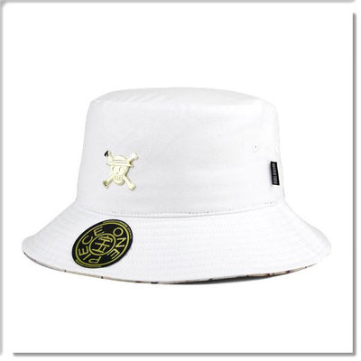 【ANGEL NEW ERA 】ONE PIECE 航海王 魯夫 金屬Logo 漁夫帽 象牙白 金牌 探險帽 可拆繩