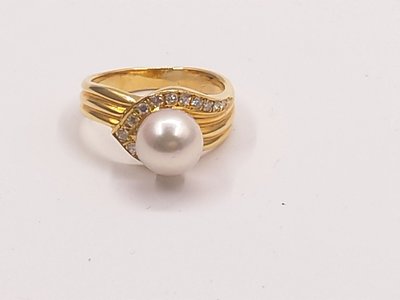 Akoya珍珠鑽石戒指