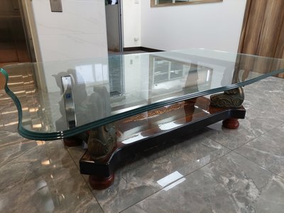 義大利進口 強化玻璃桌 青銅雕天鵝 青銅工藝 客廳 桌子 茶几 餐桌