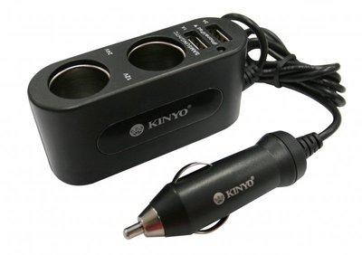 【含稅】KINYO 2孔車用點煙器+2孔USB充電擴充座 CRU-19 點菸器擴充座