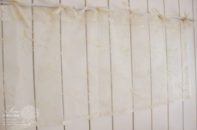【36號日本雜貨直營】日本傢飾雜貨 森林小鳥透明蕾絲短門簾&窗簾~黃色（特價）