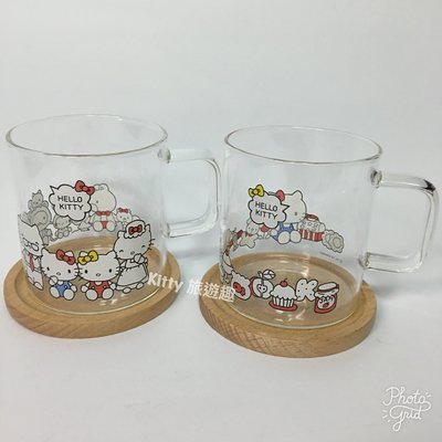 [Kitty 旅遊趣] Hello Kitty 玻璃對杯附杯墊 馬克杯 凱蒂貓 水杯 玻璃杯 情人禮物 送禮