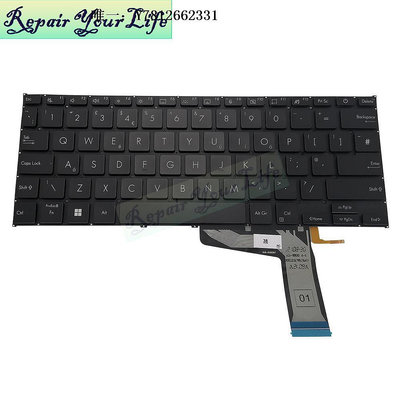 電腦零件適用于 Asus華碩無畏14 X1402ZA 筆記本電腦鍵盤 uk US背光筆電配件