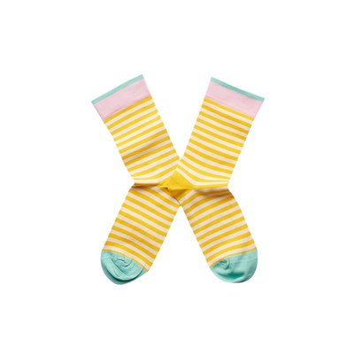 Freaky House-法國Bonne Maison Mimosa Stripe熱情黃色條紋中統襪法國製BD3-01
