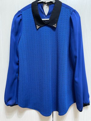 日本專櫃abito 深藍色雪紡質感襯衫