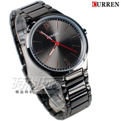 CURREN 卡瑞恩 數字時尚潮流款 簡約有型 男錶 防水手錶 IP黑電鍍 CU8280黑【時間玩家】