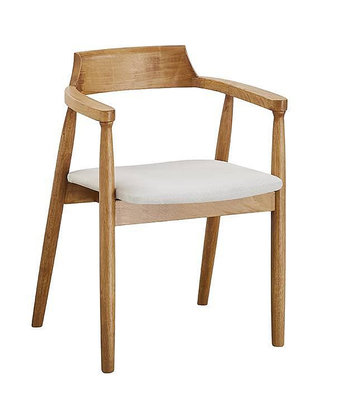 【生活家傢俱】JF-470-9：布墊實木餐椅【台中家具】總統椅 洽談椅 實木椅 書桌椅 扶手椅 布餐椅 麻紗布+橡膠木