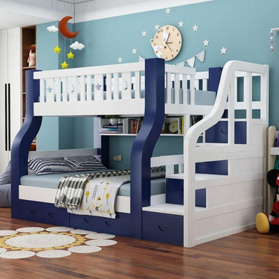 全實木上下床 字母床 實木 實體店定制尺寸 兒童兩層高低床美式子母床