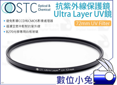數位小兔【STC 抗紫外線保護鏡 Ultra Layer UV Filter 72mm】濾鏡 抗UV 奈米鍍膜 UV鏡