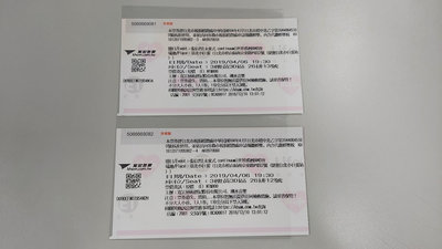張信哲 2019 未來式 世界巡迴演唱會 台北小巨蛋 票根兩張 請注意有使用痕跡