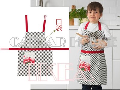╭☆卡森小舖☆╮【IKEA】ZAKKA迷．INBJUDANDE質感花朵風美式兒童圍裙-亮眼廚房好幫手-絕版品