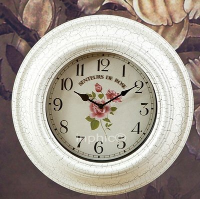 INPHIC-歐式田園復古掛鐘白色鐵藝美式掛鐘時鐘家居裝飾品