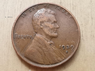 銀幣普品 早期美國1939年S 1美分麥穗銅幣硬幣林肯總統 美洲外國錢幣