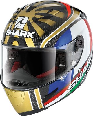 伊摩多※M號金白法國碳纖版SHARK RACE-R PRO CARBON ZARCO 全罩安全帽HE8665