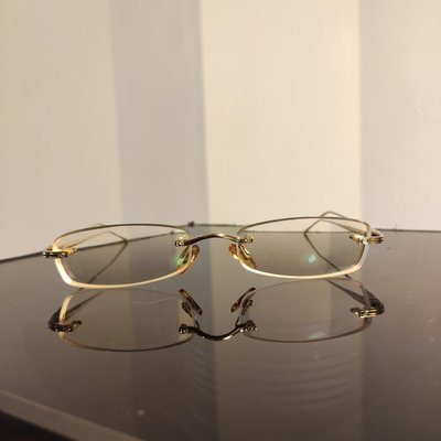 德國Germany TA-LLO 無框 鈦合金 純鈦鏡架 鏡框 眼鏡  彈簧鏡腳 titanium glasses frame 金絲框金色 gold 輕量