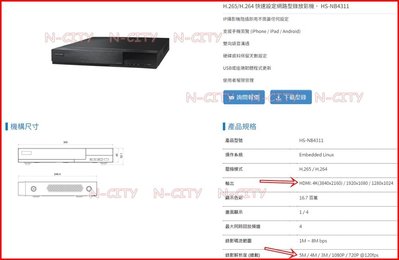 昇銳台灣製4路500萬畫素五合一DVR錄放影機AHD/TVI/CVI/CVBS/IP-NB4311