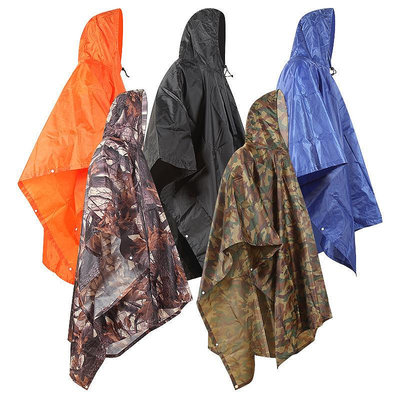 分體雨衣 兩件式雨衣 雨披 雨傘 雨具 騎行雨衣斗篷三合一連體雨披成人迷彩帳篷PU防雨外貿出口