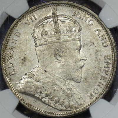 NGC AU58 1904年B版英屬海峽殖民地壹圓銀幣