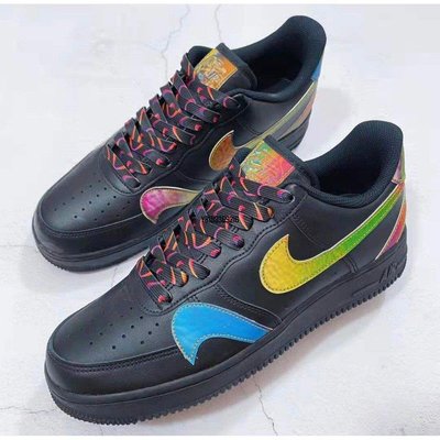 【正品】Nike Air Force 1 Low “Misplaced Swoosh” 黑 炫彩錯鉤 CK7214-001潮鞋