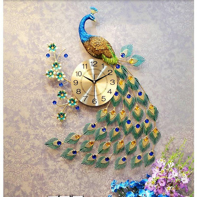 歐式孔雀掛鐘客廳鐘錶創意現代裝飾時鐘壁掛錶石英-慧友芊家居