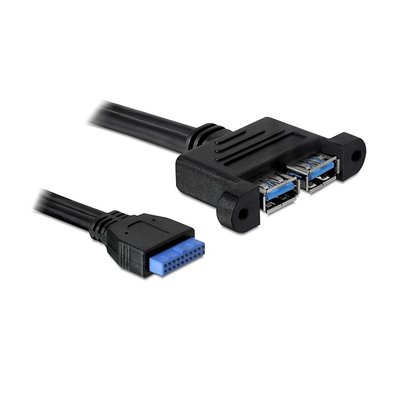 USB19針轉接線 機殼轉接線 20pin轉雙USB母線 USB3.0轉接線 主機板轉接線 可鎖面板 U3-043