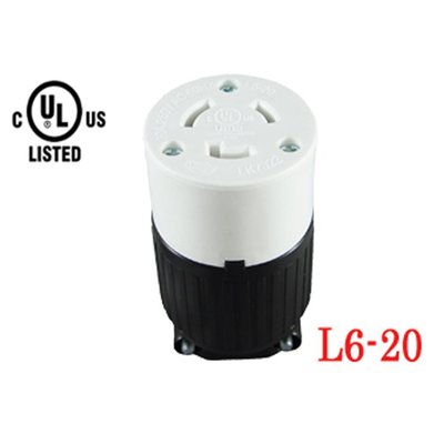 NEMA L6-20臺灣隆光美規引掛式防松LK7322 耐熱塑膠UL插座 連接器