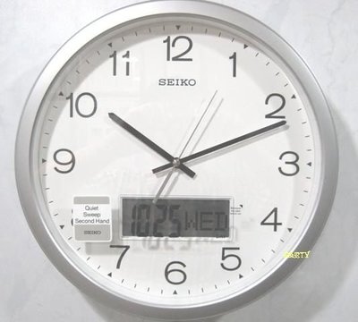 嚴選時計屋【SEIKO】日本精工 SEIKO 雙顯式 靜音 時鐘 掛鐘 QXL007 QXL007S (滑動式)